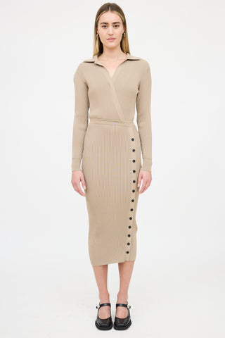 Self-Portrait Ribbed Wrapped Shirt Dress