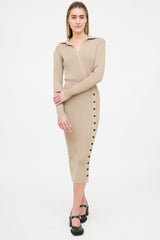 Self-Portrait Ribbed Wrapped Shirt Dress