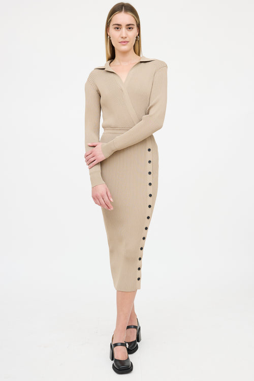 Self-Portrait Ribbed Wrapped Shirt Dress