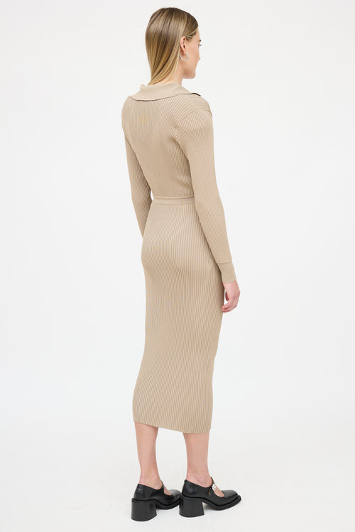 Self-Portrait Ribbed Wrapped Shirt Dress