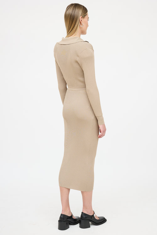 Self-Portrait Ribbed Wrapped Shirt Dress