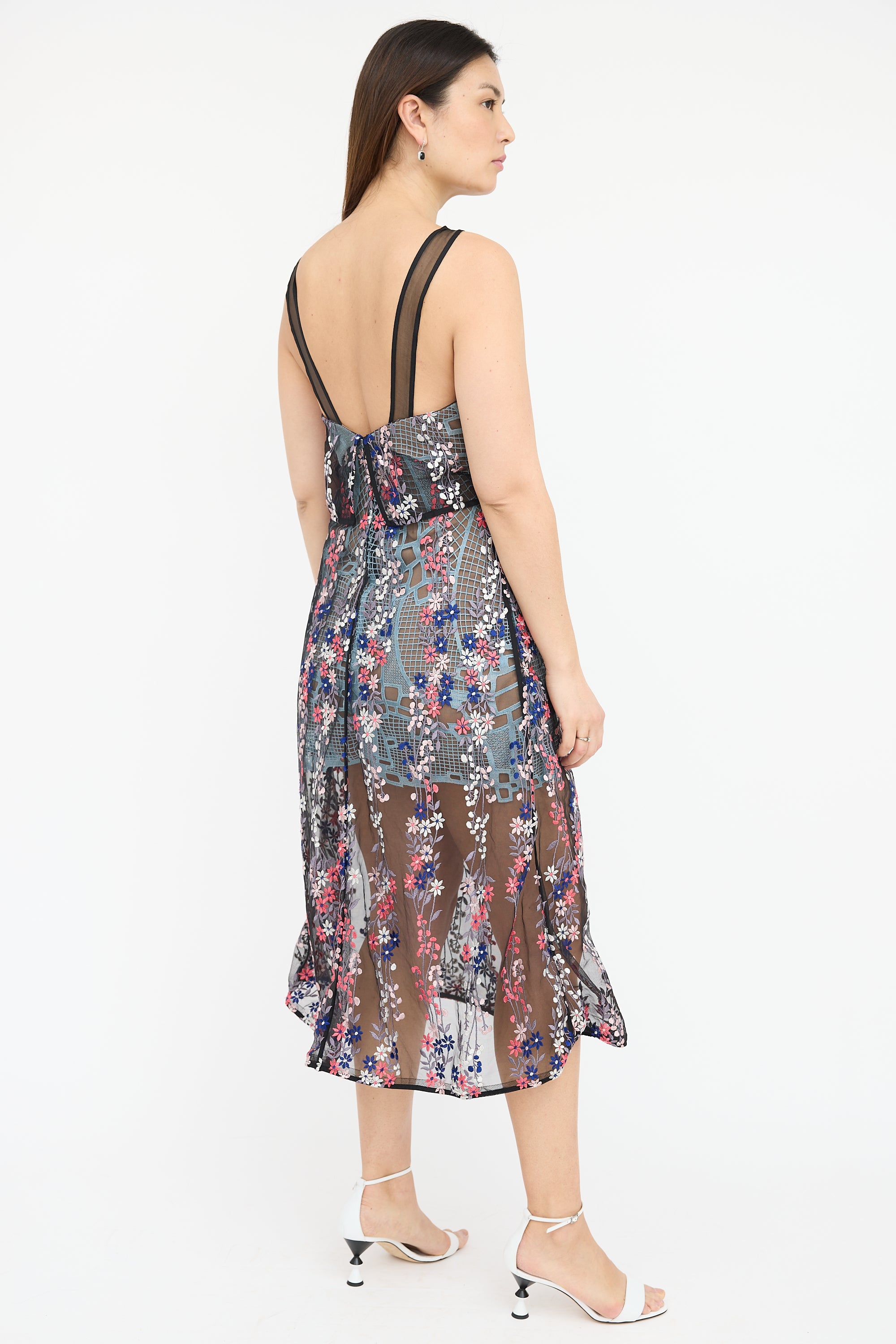Self-Portrait // Floral Embroidered Overlay Dress VSP Consignment Self-Portrait // Floral Embroidered Overlay Dress VSP Consignment