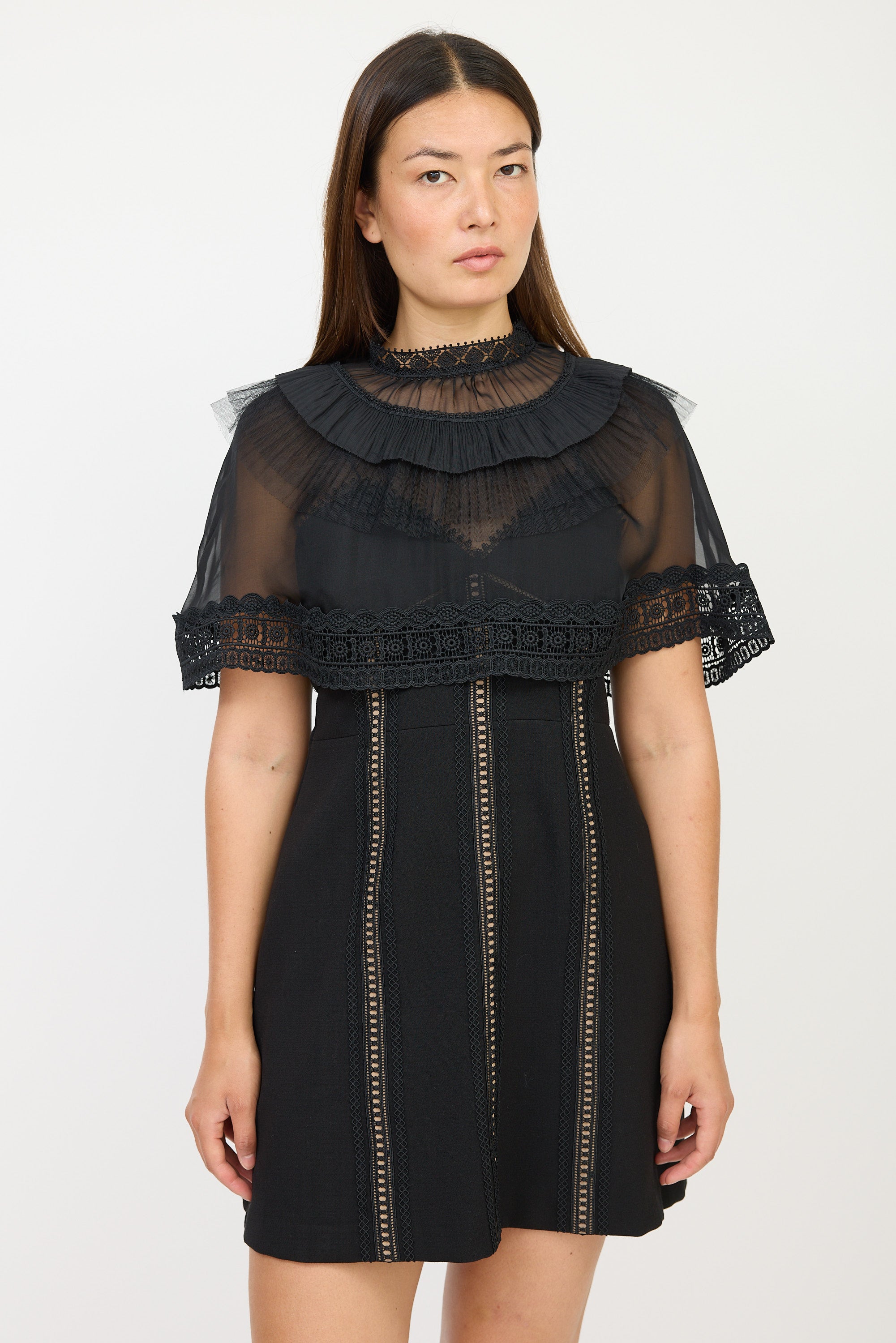 Self-Portrait // Black Eyelet Ruffled Dress – VSP Consignment