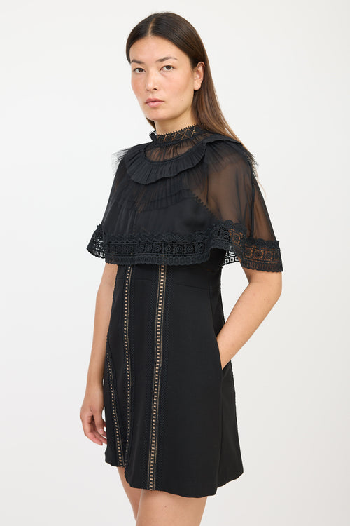 Self-Portrait Black Eyelet Ruffled Dress