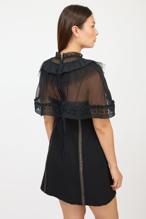 Self-Portrait Black Eyelet Ruffled Dress