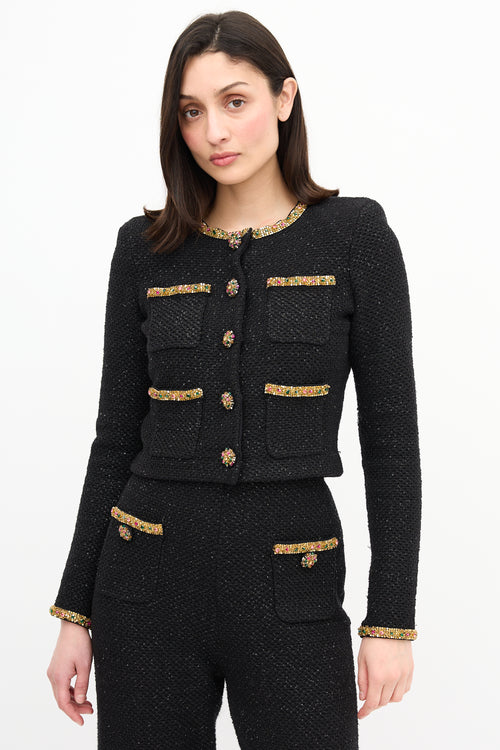 Self-Portrait Sequin Embellished Crop Cardigan