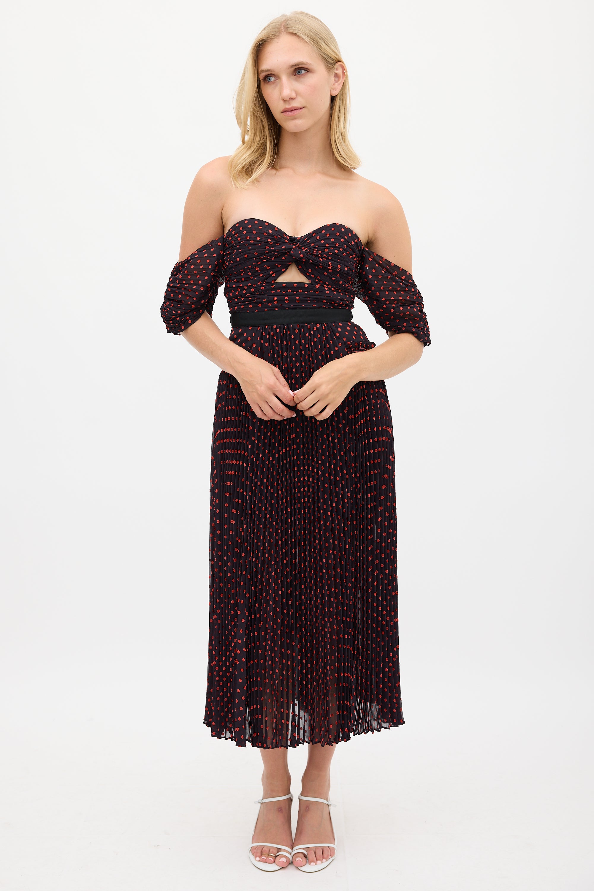 Self-Portrait // Black & Red Polka Dot Pleated Dress VSP Consignment Self-Portrait // Black & Red Polka Dot Pleated Dress VSP Consignment