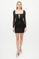 Self-Portrait Black Ruched Jewel Dress