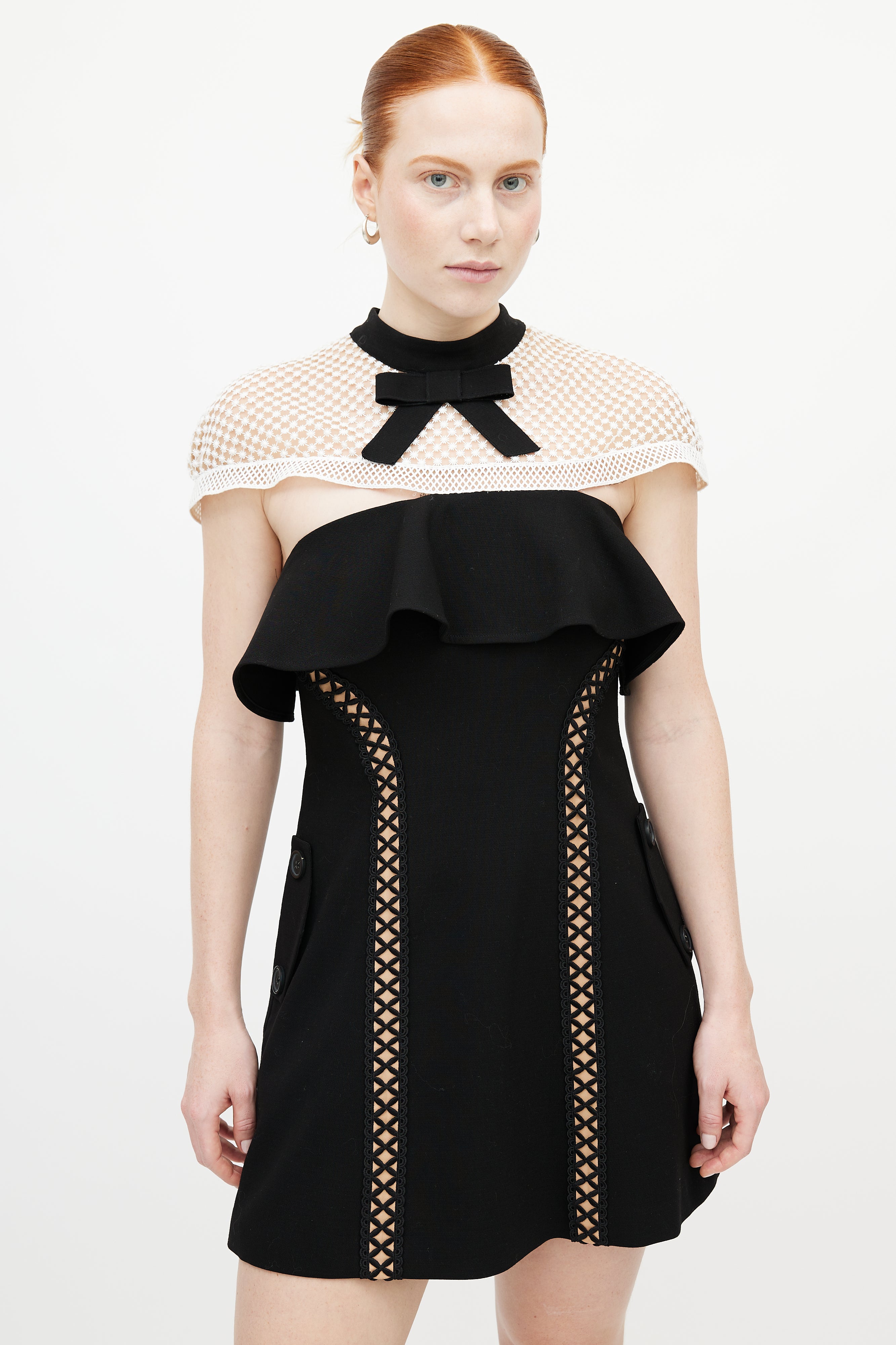 self portrait black white dress self-portrait - Black Crepe Flower Maxi Dress