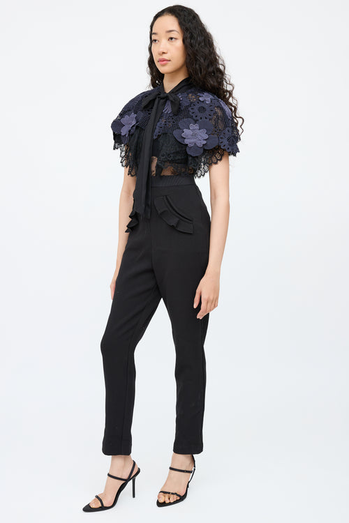 Self-PortraitBlack & Navy Lace Maxi Jumpsuit