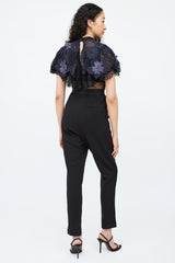 Self-PortraitBlack & Navy Lace Maxi Jumpsuit
