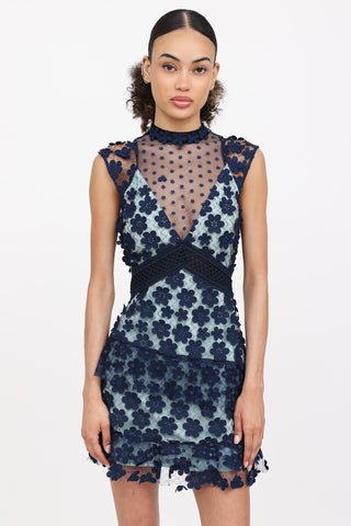 Self-Portrait Lace Aplique Mini Dress