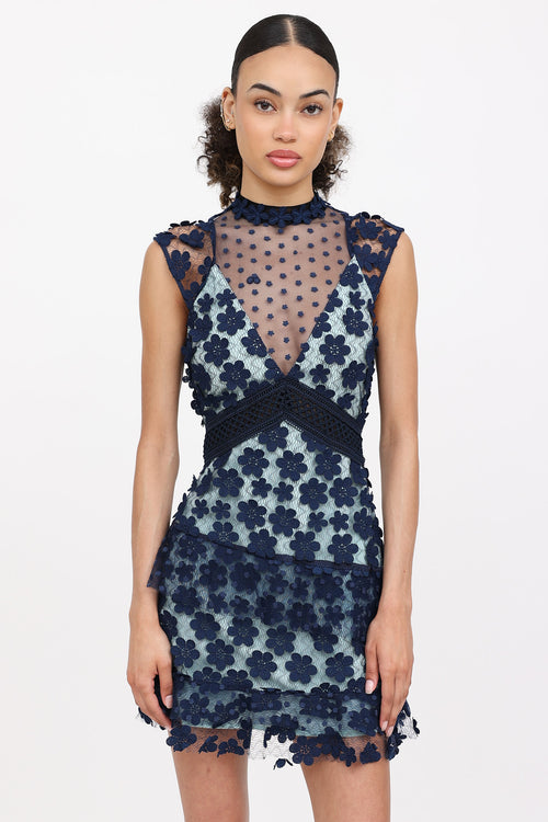 Self-Portrait Lace Aplique Mini Dress