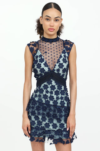 Self-Portrait Lace Aplique Mini Dress