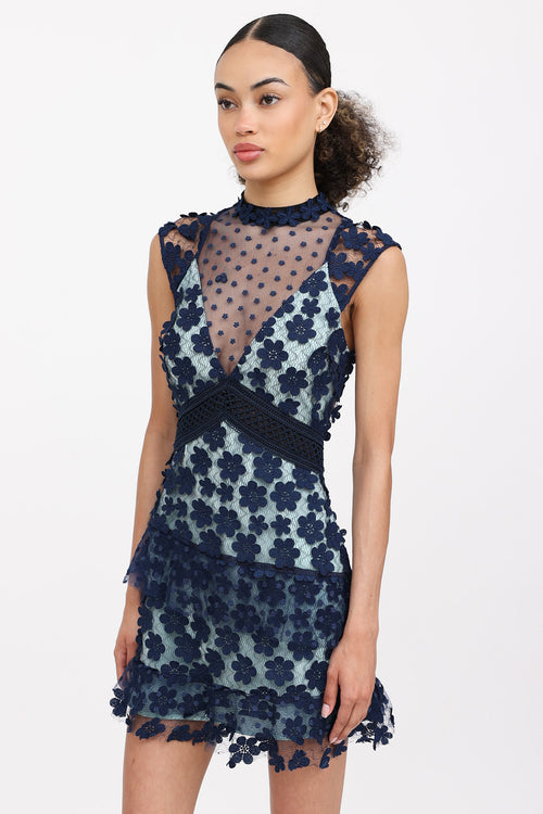 Self-Portrait Lace Aplique Mini Dress