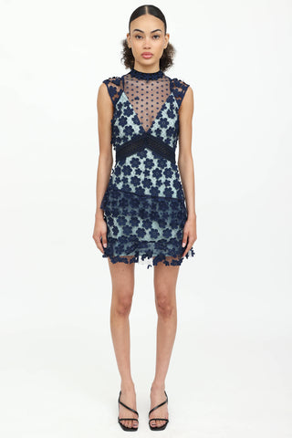Self-Portrait Lace Aplique Mini Dress