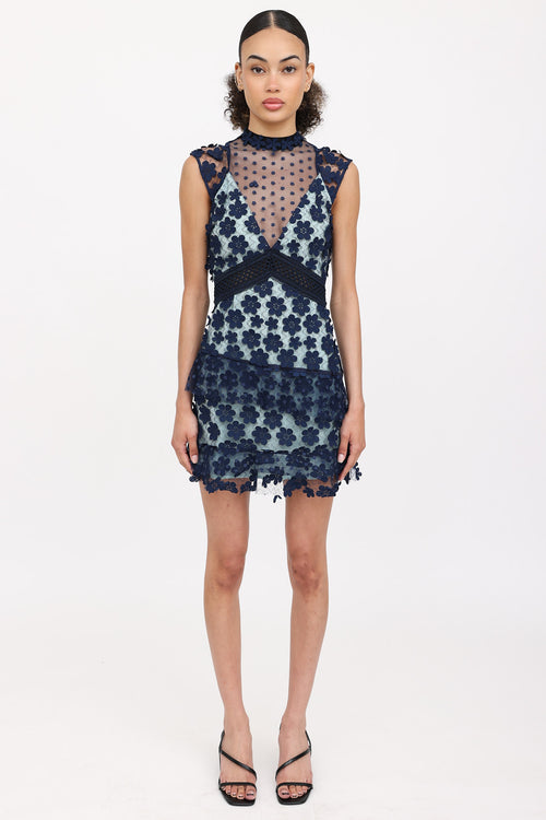 Self-Portrait Lace Aplique Mini Dress