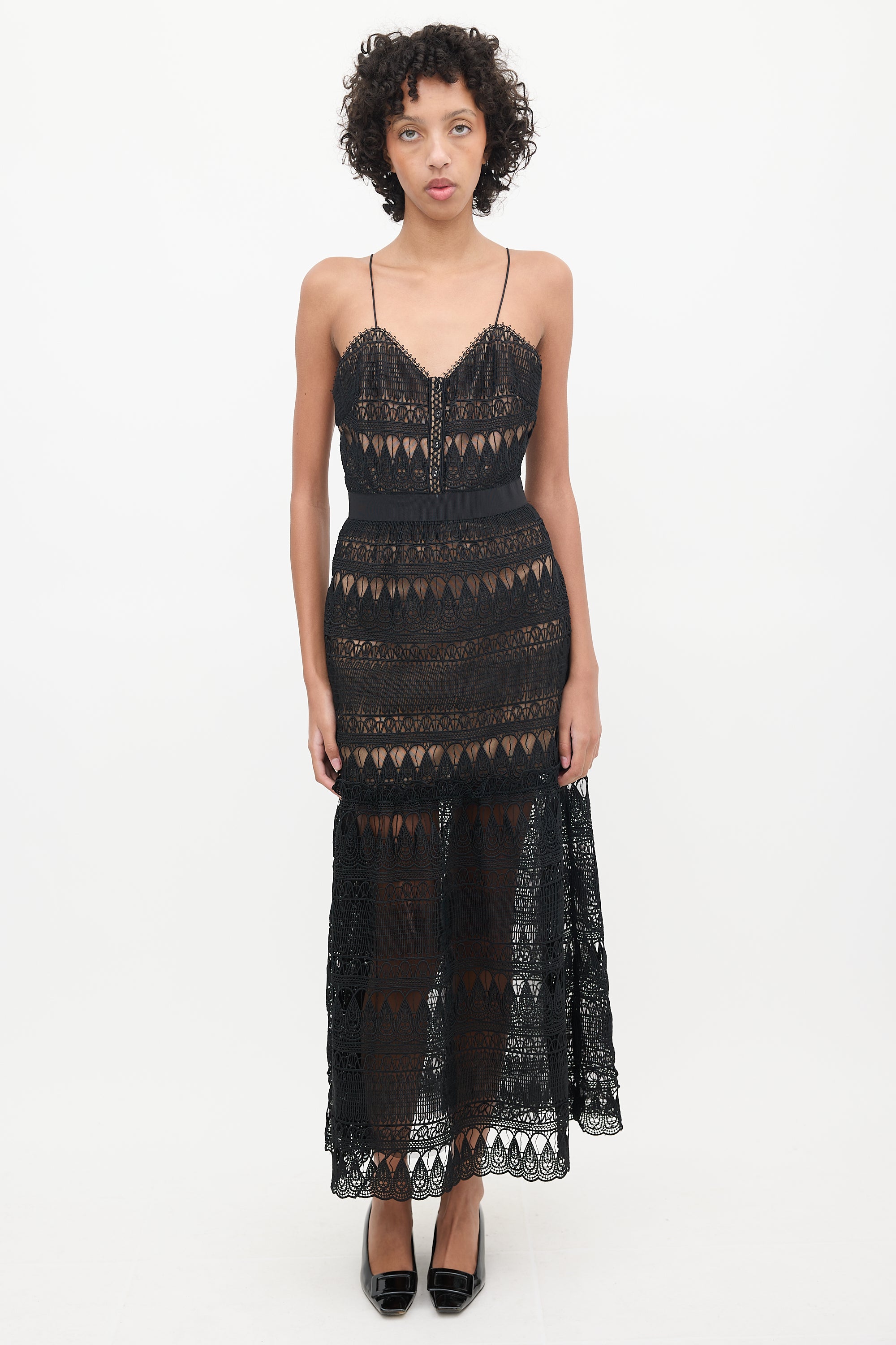 Self-Portrait // Brown & Black Lace Maxi Dress VSP Consignment Self-Portrait // Brown & Black Lace Maxi Dress VSP Consignment