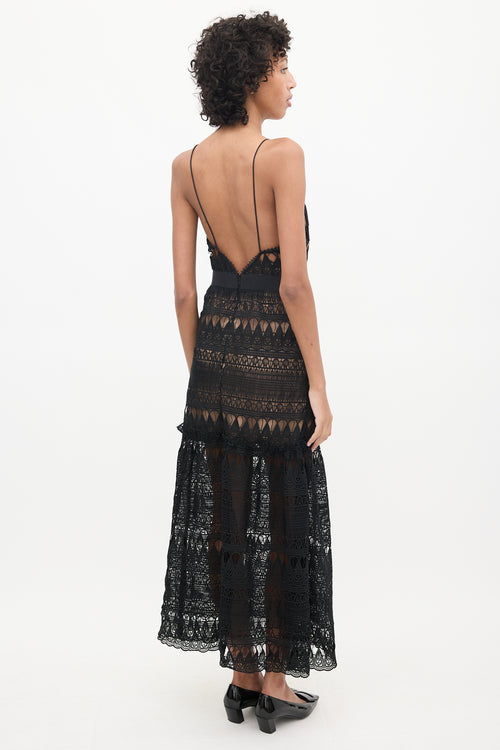 Self-Portrait Brown & Black Lace Maxi Dress