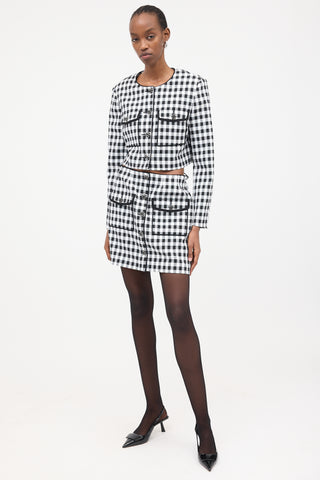 Self-Portrait Buttoned Gingham Mini Skirt