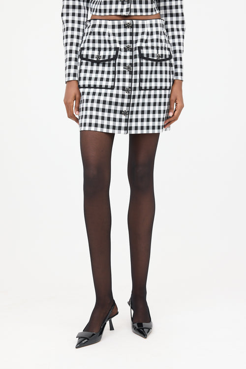 Self-Portrait Buttoned Gingham Mini Skirt