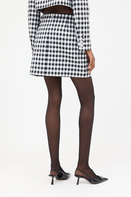 Self-Portrait Buttoned Gingham Mini Skirt