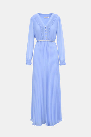 Self-Portrait Chiffon Pleated Maxi Dress