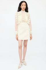 Self-PortraitCream Floral Lace Mini Dress