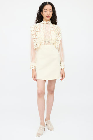 Self-PortraitCream Floral Lace Mini Dress