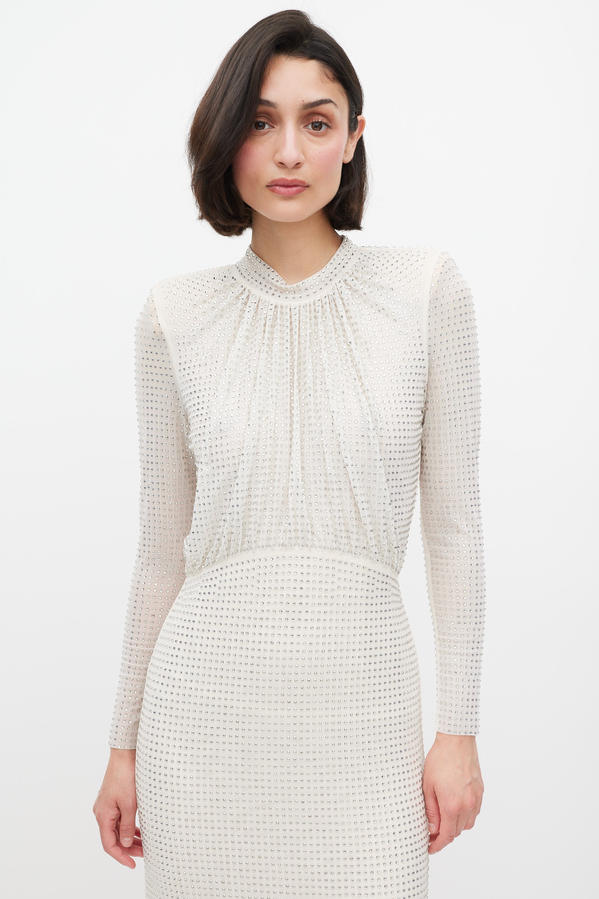 self portrait cream rhinestone mesh maxi dress cream square rhinestone fishnet maxi dress self-portrait