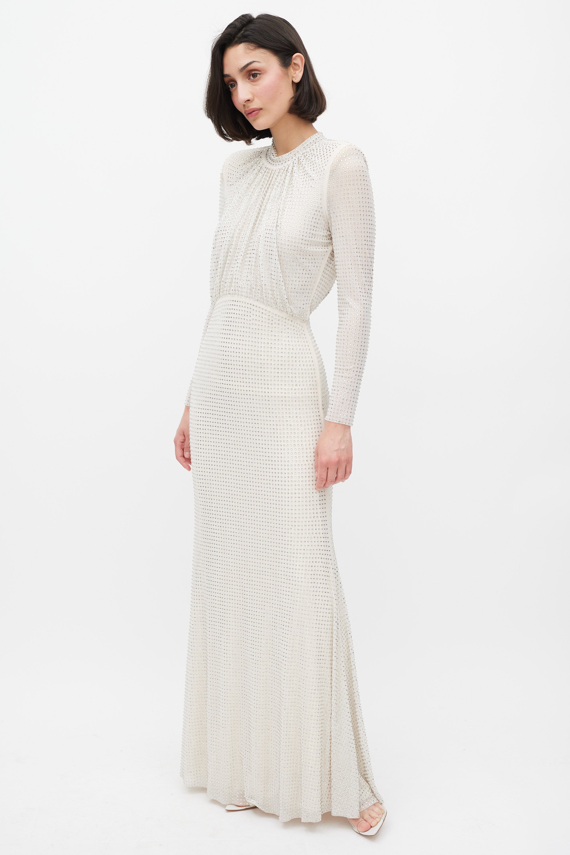 self portrait long sleeve dress self-portrait - White Floral Lace Maxi Starring a lace topped bodice Olive Rhinestone Embellished Maxi Dress