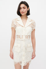 Self-Portrait Cream Rose Lace Mini Dress