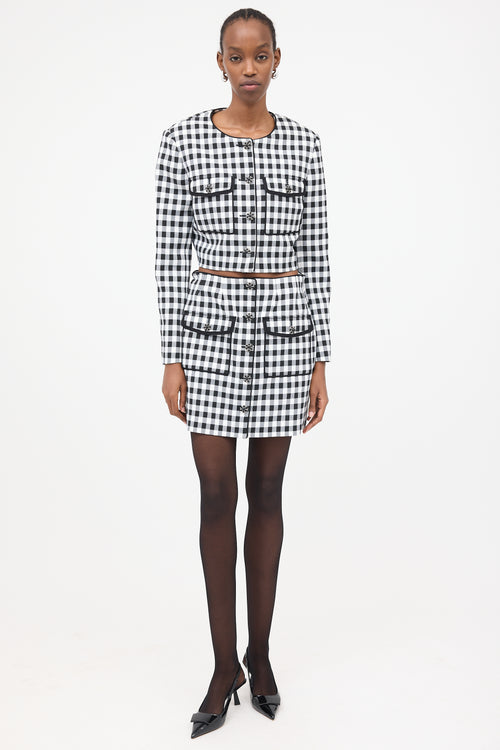 Self-Portrait Cropped Gingham Jacket