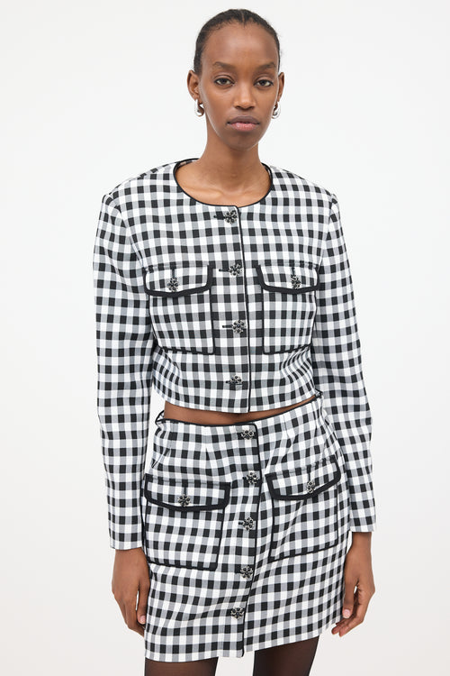 Self-Portrait Cropped Gingham Jacket