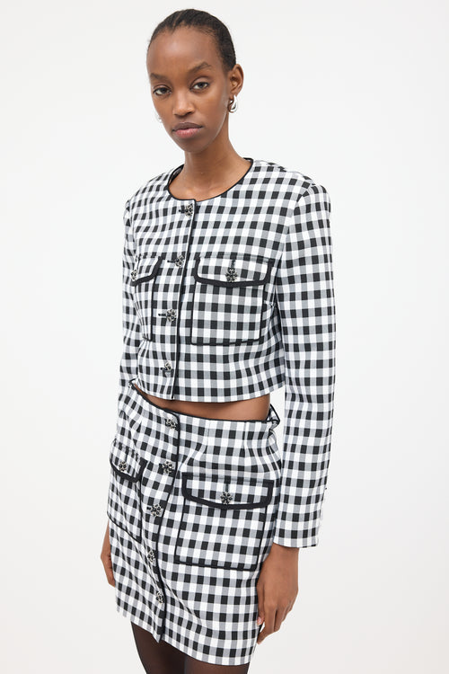 Self-Portrait Cropped Gingham Jacket