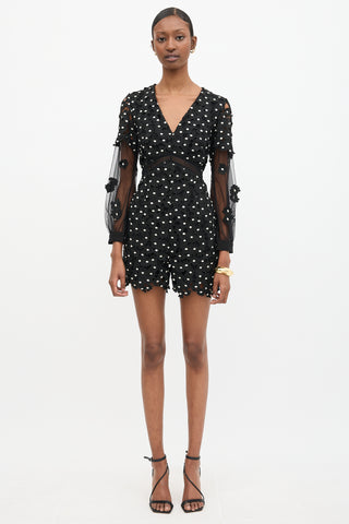 Self-Portrait Daisy Dot Lace Romper