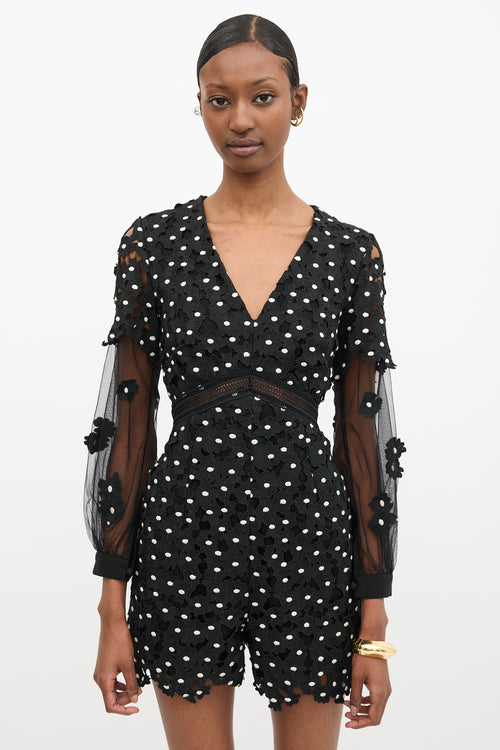 Self-Portrait Daisy Dot Lace Romper