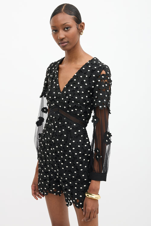 Self-Portrait Daisy Dot Lace Romper