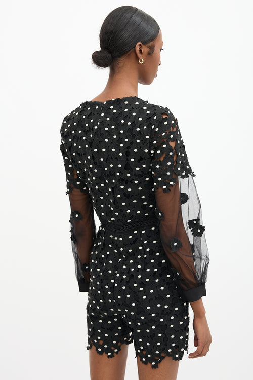 Self-Portrait Daisy Dot Lace Romper