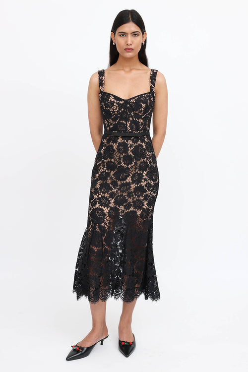 Self-Portrait Fine Lace Midi Dress