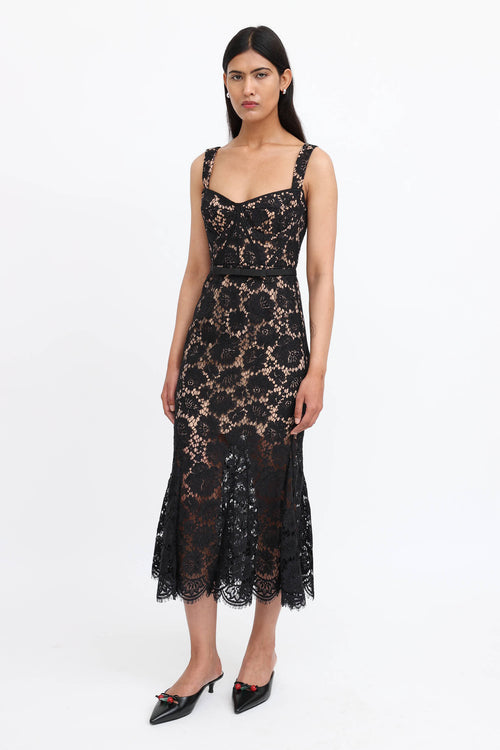 Self-Portrait Fine Lace Midi Dress
