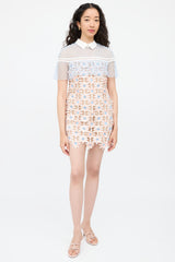 Self-PortraitPink & Blue Floral Lace Dress