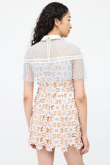 Self-PortraitPink & Blue Floral Lace Dress