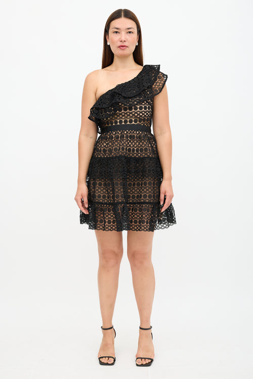 Self-Portrait Floral Lace One Shoulder Dress