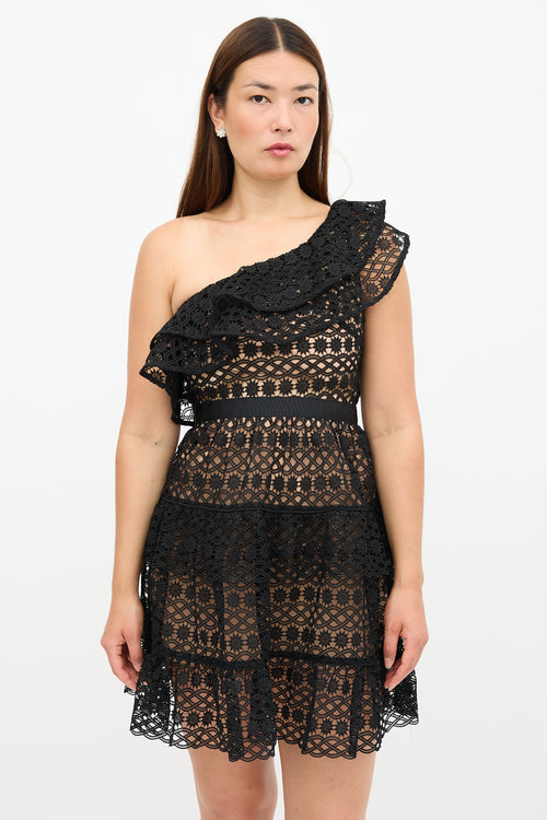 Self-Portrait Floral Lace One Shoulder Dress