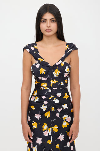 Self-Portrait Floral Off Shoulder Bustier Dress