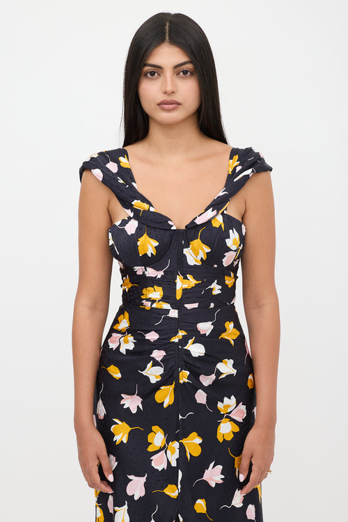 Self-Portrait Floral Off Shoulder Bustier Dress