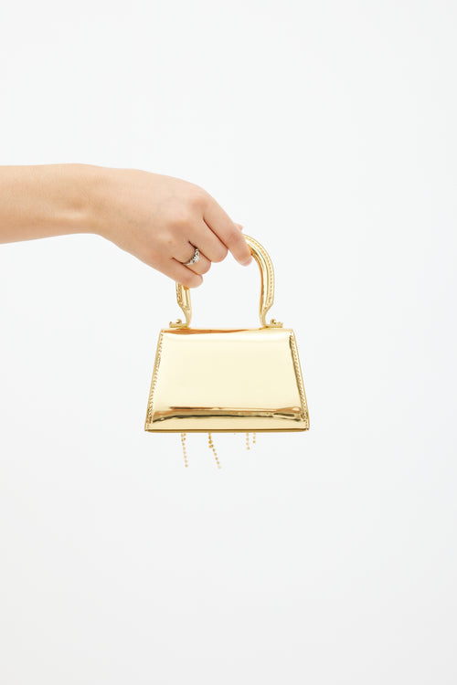 Self Portrait Gold Metallic Patent Micro Bow Bag
