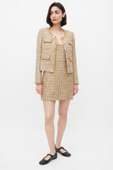 Self-Portrait Gold & Mulitcolour Tinsel Boucle Dress & Jacket Set