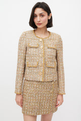 Self-Portrait Gold & Mulitcolour Tinsel Boucle Dress & Jacket Set